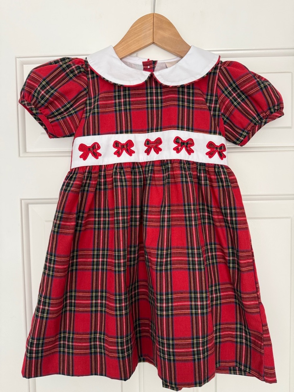 NWT Girls Red Tartan Plaid Christmas Holiday Dress with Peter Pan Collar